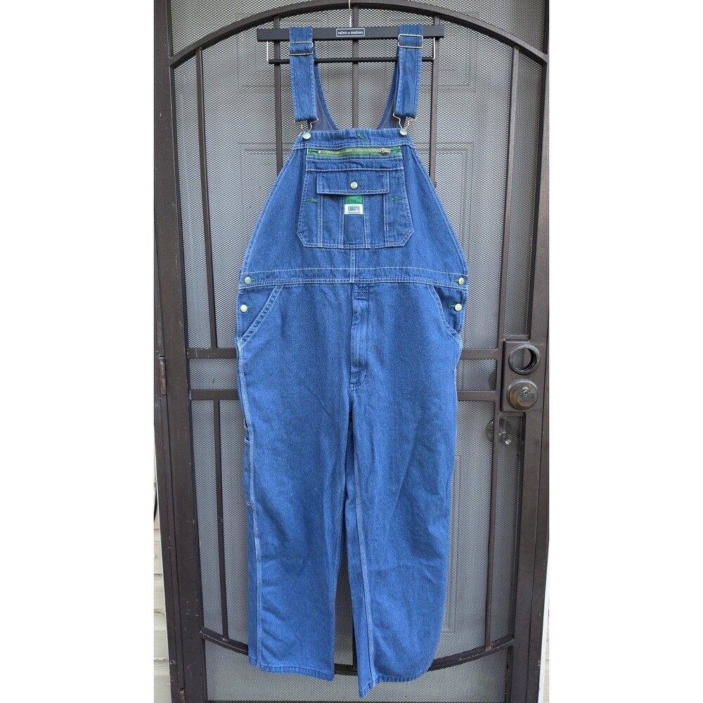 Liberty Blue Denim Bib Overalls Size 40x28 Workwear Utility Jumpsuit Carpenter